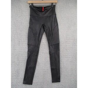 SPANX Black Faux Leather MOTO Leggings M Medium